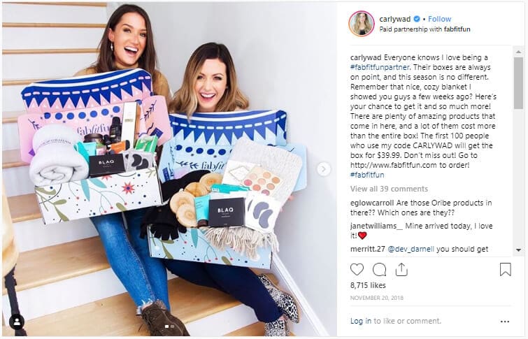 FabFitFun Instagram post