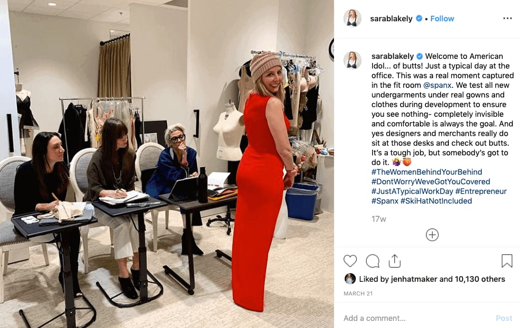 Spanx founder Sarah Blakely reserves two days per week for meetings with her product and creative teams.
