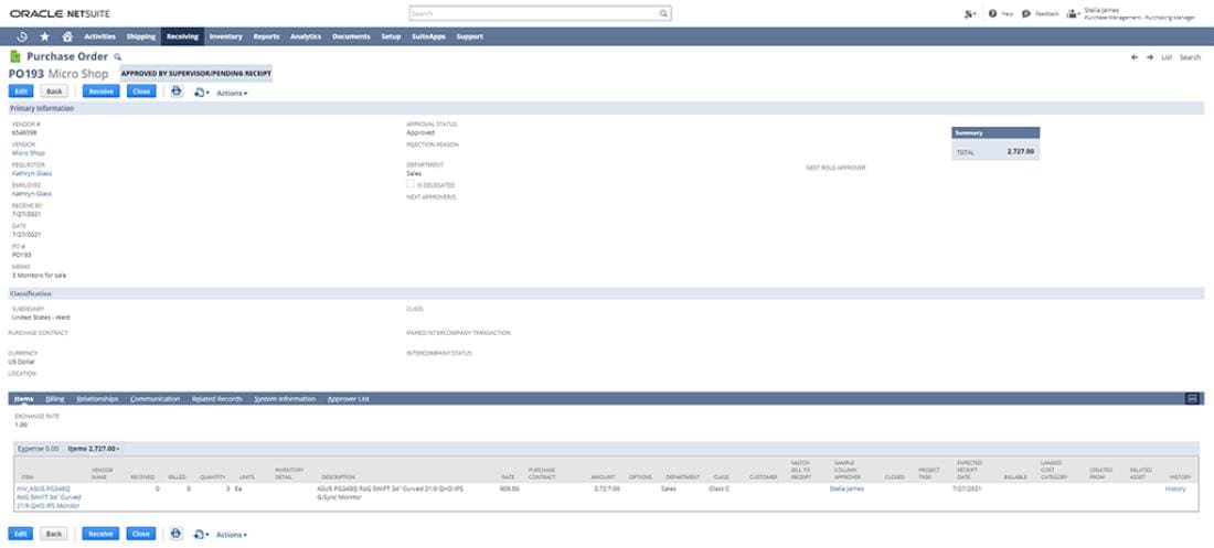 streamline procurement orders
