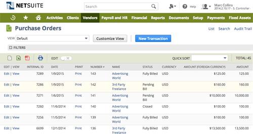 screenshot purchase orders