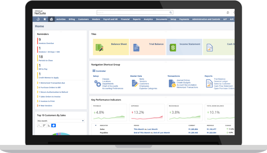 NetSuite manager dashboard