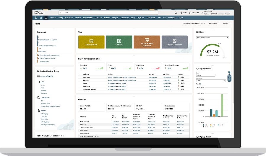 NetSuite SuiteAnalytics Reporting Dashboards NetSuite