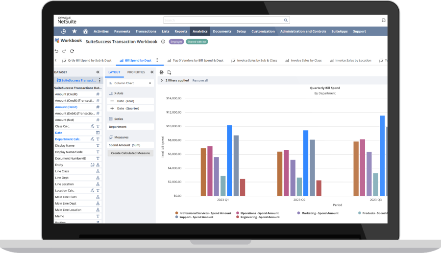NetSuite workbook dashboard