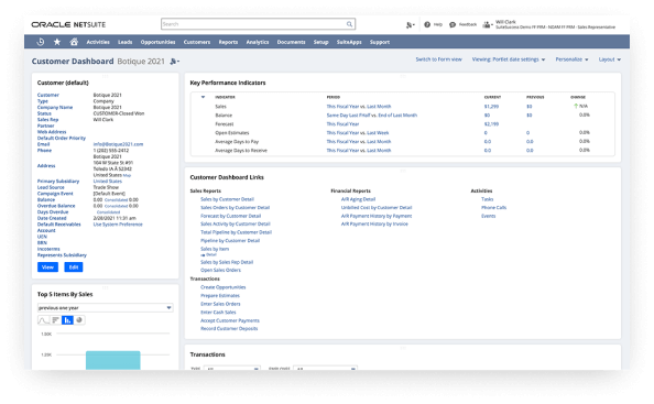 NetSuite CRM sales tracker software