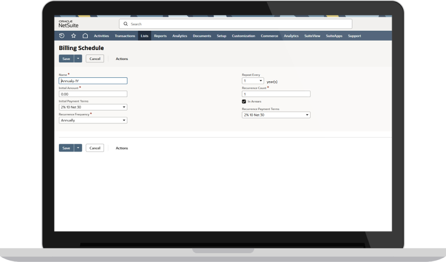 NetSuite Billing Schedules Dashboard