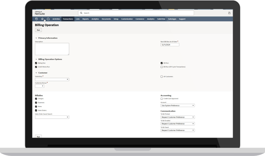 NetSuite Rating Engine Dashboard