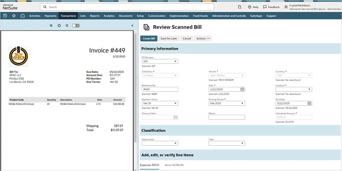 NetSuite Bill Capture Overview