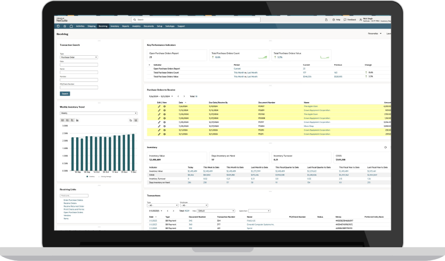 NetSuite Purchase Management Dashboard