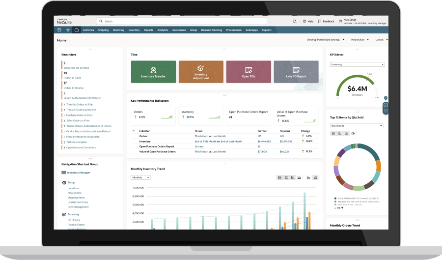 NetSuite order management dashboard