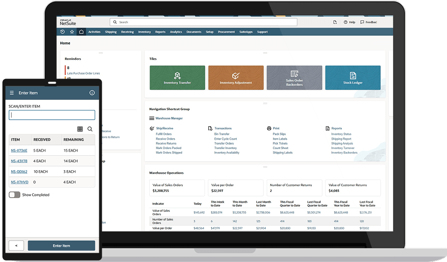 NetSuite partial receipt dashboard