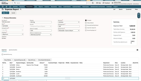 Professional Services Automation Expense Management