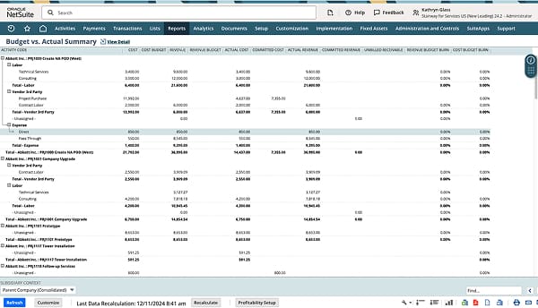 NetSuite Professional Services Automation Project Accounting