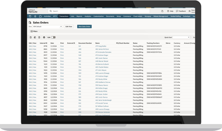 Order Management dashboard