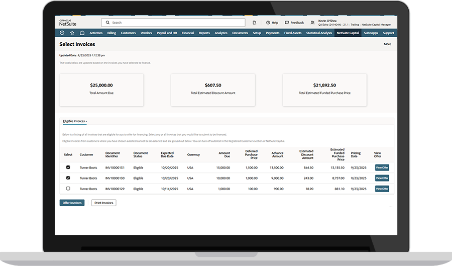 Working Capital dashboard