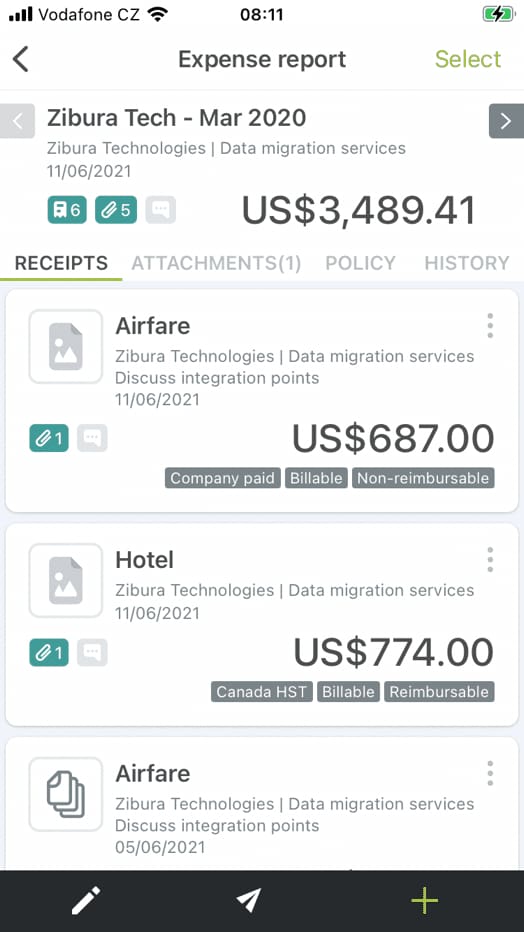 NetSuite OpenAir Mobile Expense Report