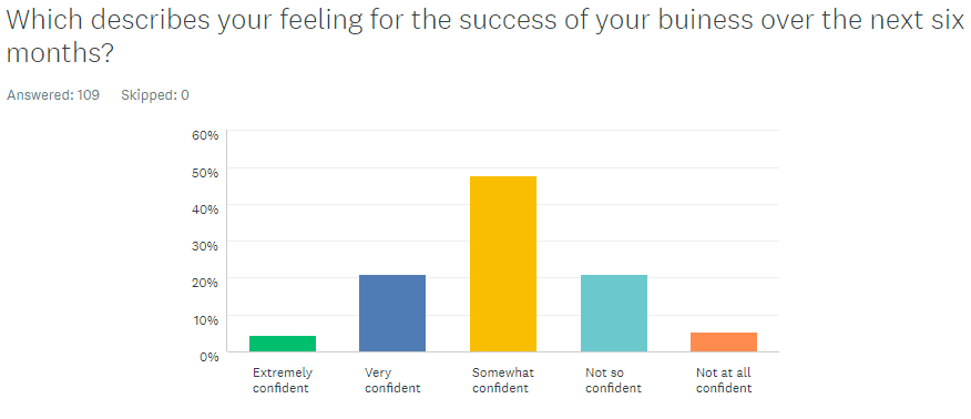 Which describes your feeling for the success of your business over the next six months?