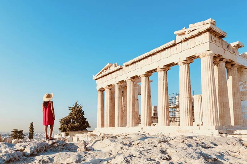 Woman looking at Acropolis
