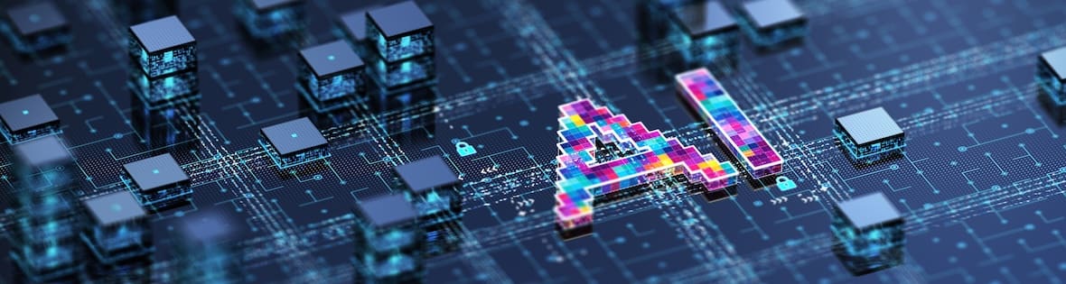 Letters AI on top of internal computer components.
