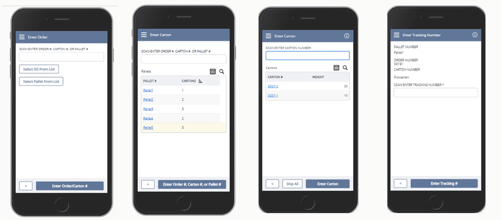 Pack pallets and ship directly from your mobile device