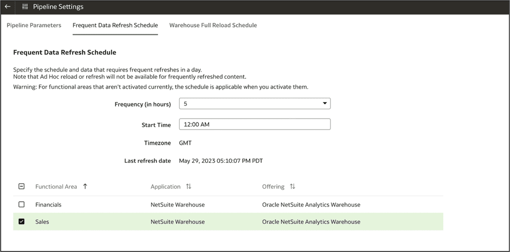 Infographic Pipeline Settings