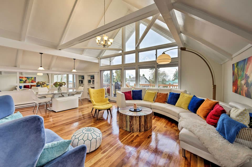 The inside of a swanky home. 